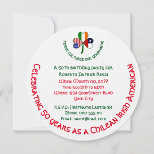 Invitación de cumpleaños con trébol irlandés chile