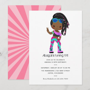 Invitación de cumpleaños con trenzas de niña temát