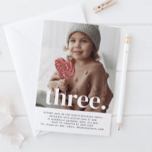 Invitación de cumpleaños con tres fotos
