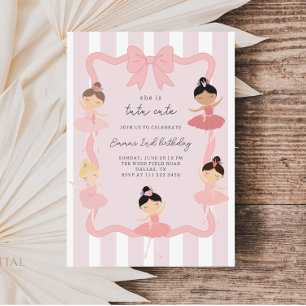 Invitación de cumpleaños con tutú de bailarina ros