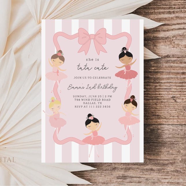 Invitación de cumpleaños con tutú de bailarina ros (Subido por el creador)