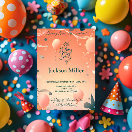 Invitación de cumpleaños con un globo aerostático 