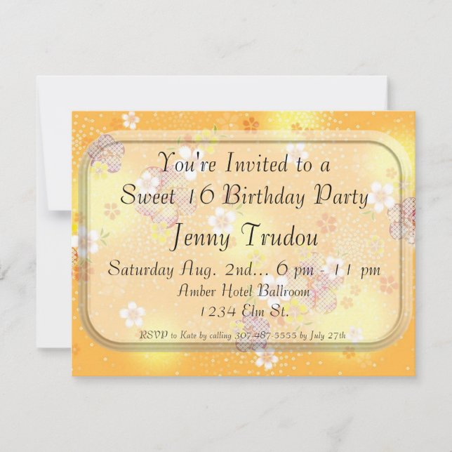 Invitación de cumpleaños con varios propósitos flo (Anverso)