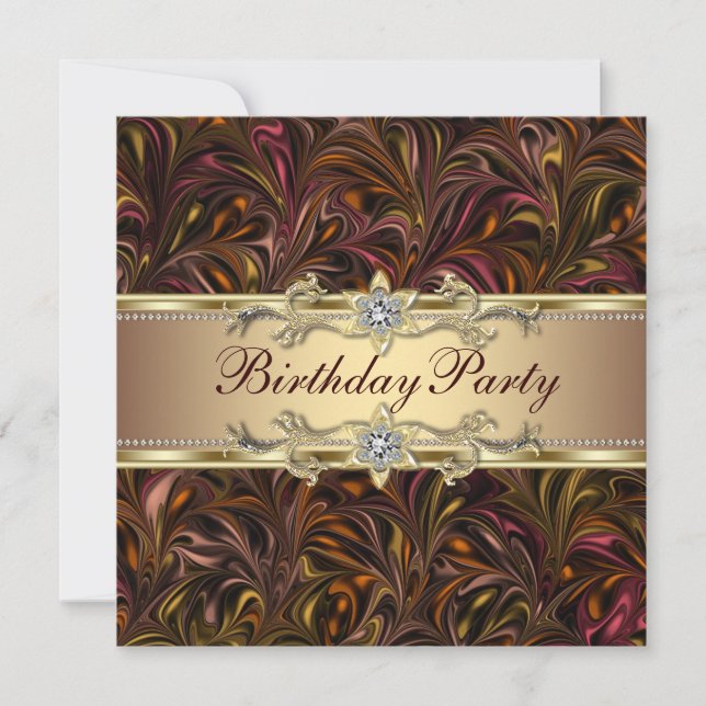 Invitación de cumpleaños con vino tinto Borgoña y  (Anverso)
