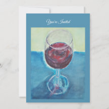 Invitación de cumpleaños con vino tinto, invitació