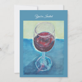 Invitación de cumpleaños con vino tinto, invitació