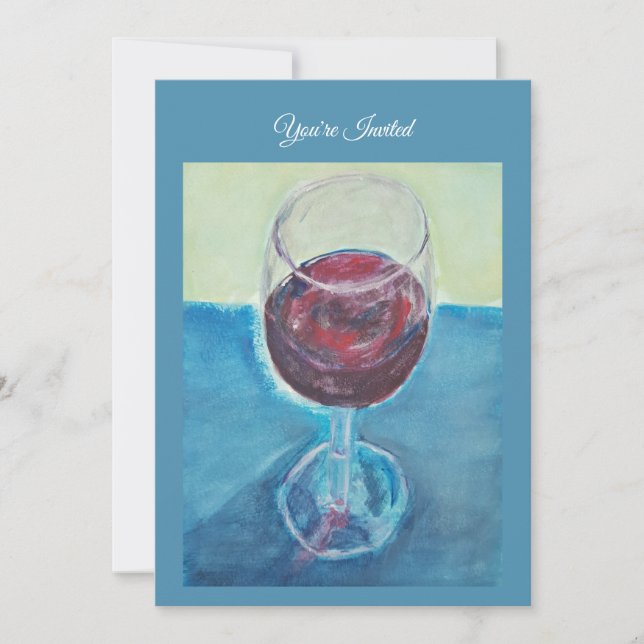 Invitación de cumpleaños con vino tinto, invitació (Anverso)