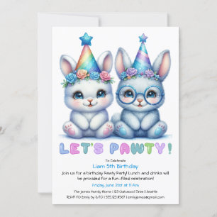 Invitación de cumpleaños conejito Adorable - Purpu