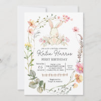 Invitación de cumpleaños conejito, un conejito es 