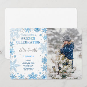 Invitación de cumpleaños congelada editable con fo