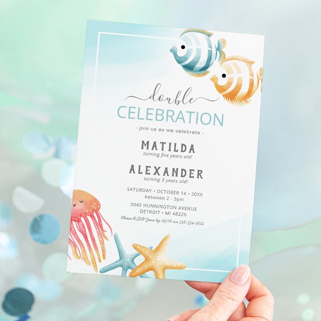 Invitación de cumpleaños conjunta bajo el mar (Subido por el creador)