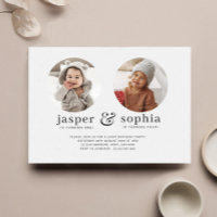 Invitación de cumpleaños conjunta con foto redonda