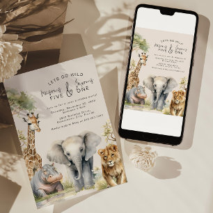 Invitación de cumpleaños conjunta de animales dive