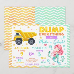 Invitación de cumpleaños conjunta de construcción 