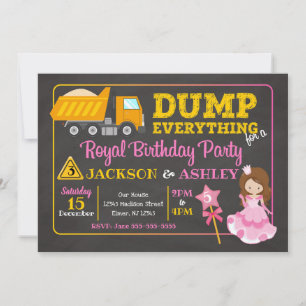 Invitación de cumpleaños conjunta de construcción 