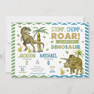 Invitación de cumpleaños conjunta de dinosaurios h