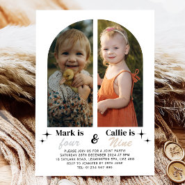 Invitación de cumpleaños conjunta de doble foto