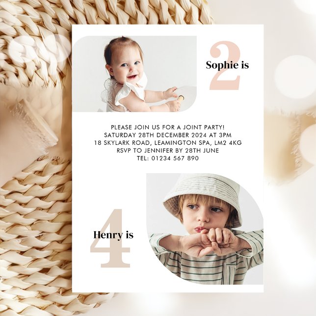 Invitación de cumpleaños conjunta de doble foto (Subido por el creador)