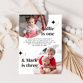 Invitación de cumpleaños conjunta de doble foto