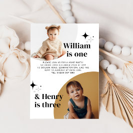 Invitación de cumpleaños conjunta de doble foto