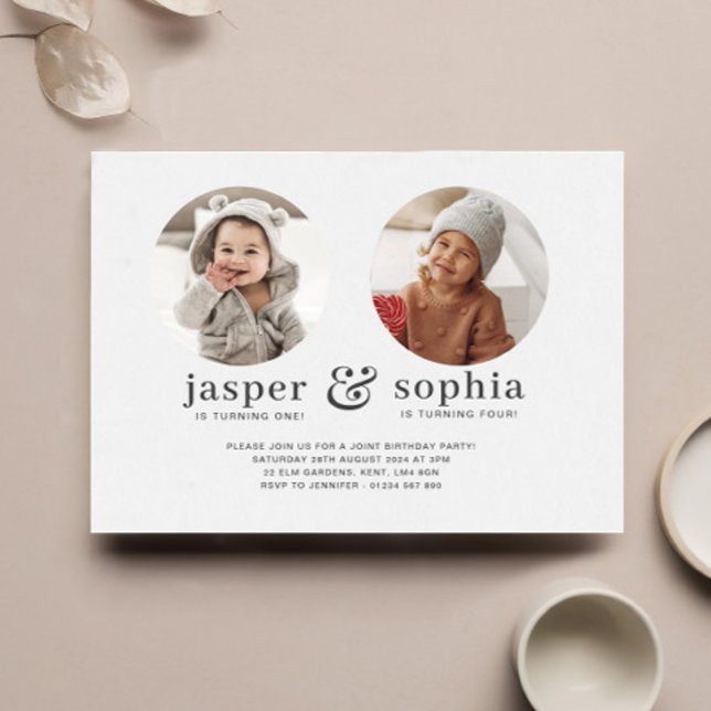 Invitación de cumpleaños conjunta de fotografía re (Subido por el creador)