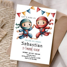Invitación de cumpleaños conjunta de Ninja | Fiest