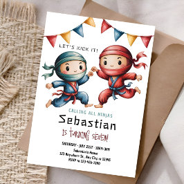 Invitación de cumpleaños conjunta de Ninja | Fiest