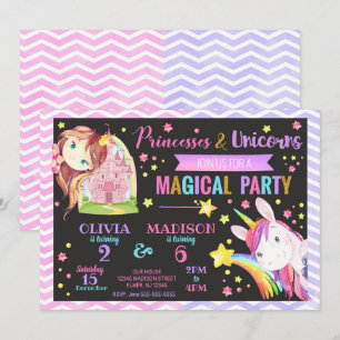 Invitación de cumpleaños conjunta de Princesa y Un