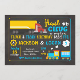 Invitación de cumpleaños conjunta de Semi Truck y