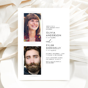 Invitación de cumpleaños conjunta minimalista con