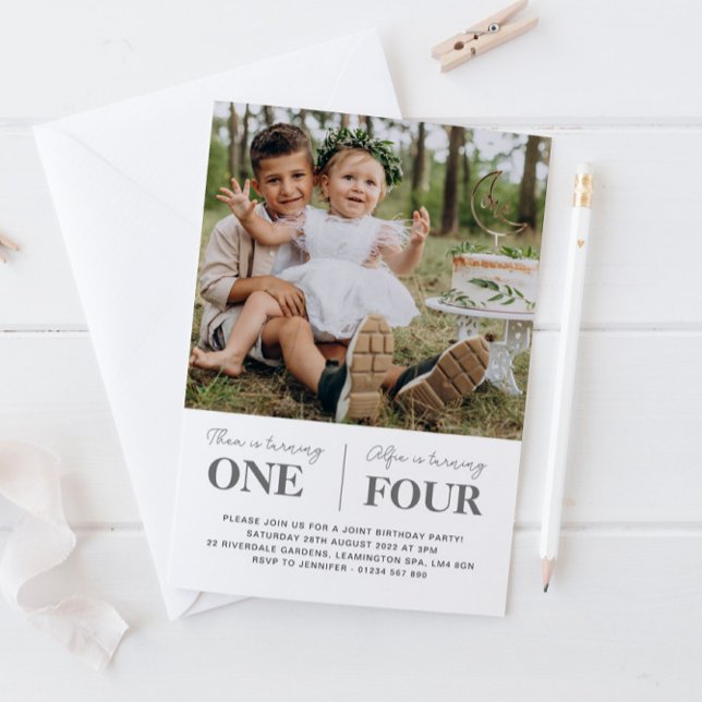 Invitación de cumpleaños conjunta primer cumpleaño (Subido por el creador)