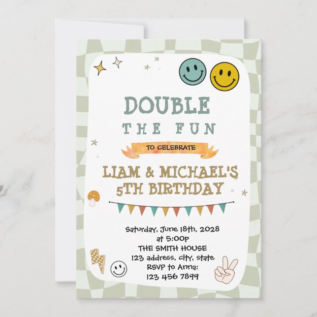 Invitación de cumpleaños conjunta Smile (Anverso)