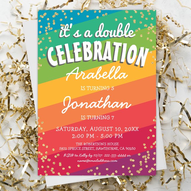 Invitación de cumpleaños conjunto colorida (Subido por el creador)