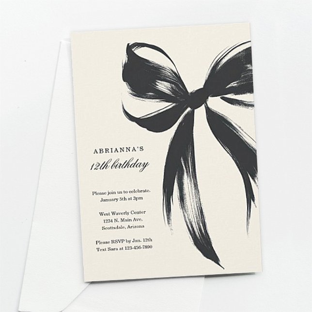 Invitación de cumpleaños Coquette de lazo negro (Subido por el creador)