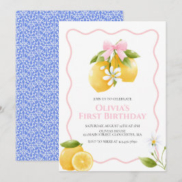 Invitación de cumpleaños Coquette elegante con laz