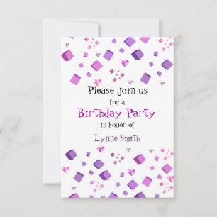 Invitación de cumpleaños Corazones y Cubos