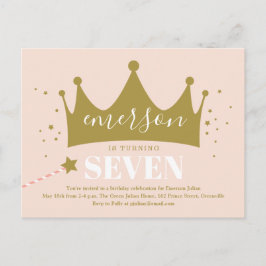 invitación de cumpleaños corona de princesa rosa
