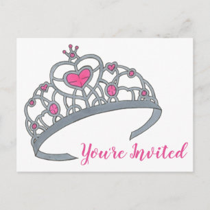 Invitación de cumpleaños Corona de Princesa Rosa