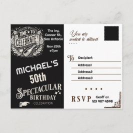 Invitación de cumpleaños cosecha blanca y negra