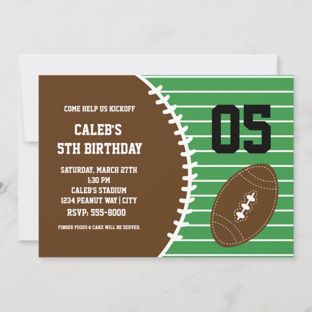 Invitación de cumpleaños cosida linda de fútbol (Anverso)