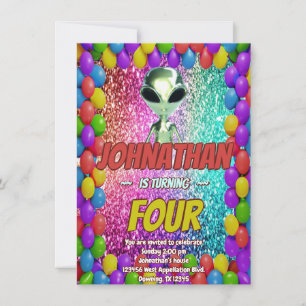 Invitación de cumpleaños cósmico de Alien Space UF