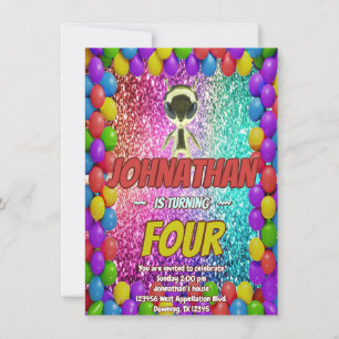 Invitación de cumpleaños cósmico de Alien Space UF