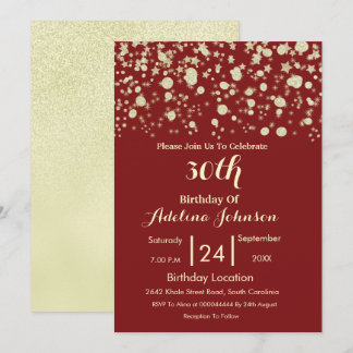 Invitación de cumpleaños| Creamy Elegant Royal Red