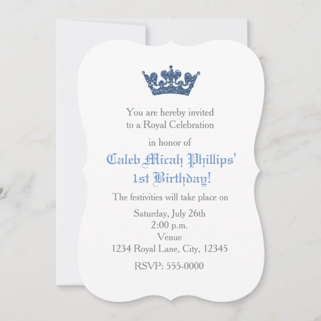 Invitación de cumpleaños Crown Royal con purpurina (Anverso)