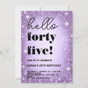 Invitación de cumpleaños cuarenta y cinco Hello