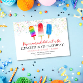 Invitación de cumpleaños Cute Popsicles Pop on Ove