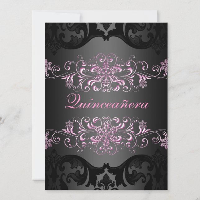 Invitación de cumpleaños Damask Copo de Nieve Quin (Anverso)