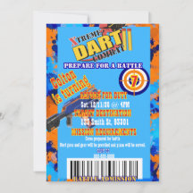Invitación de cumpleaños Dart Battle Prepárate par