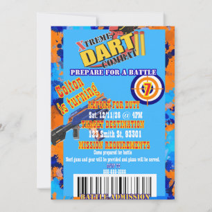 Invitación de cumpleaños Dart Battle Prepárate par