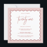 Invitación de cumpleaños de 20 años en la frontera<br><div class="desc">Diseñada para coordinar con nuestra colección de bordes ondulados, esta moderna invitación de 21 años presenta el moderno y popular borde ondulado de color rosa sobre fondo blanco. Si quieres captar la atención de tus huéspedes con un toque de color en tu invitación de moda, esta suite es perfecta para...</div>
